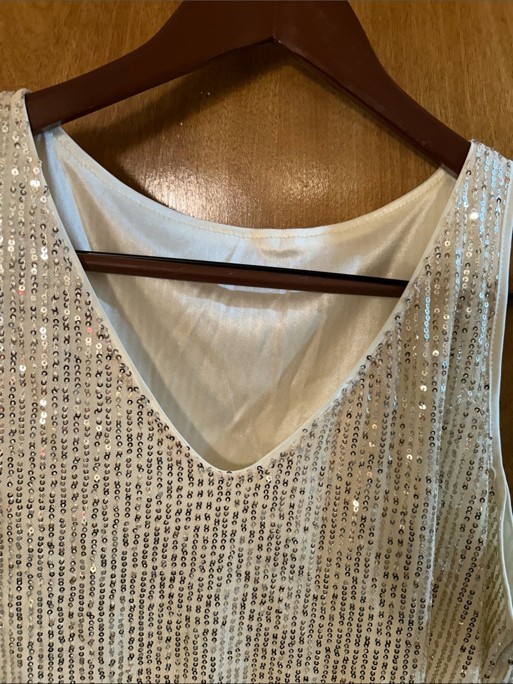 Sequined V-Neck Women's Top - Cream. Like new. XL